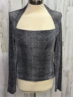 Gantos Vintage Black and White Snakeskin Print Square-Neck Top